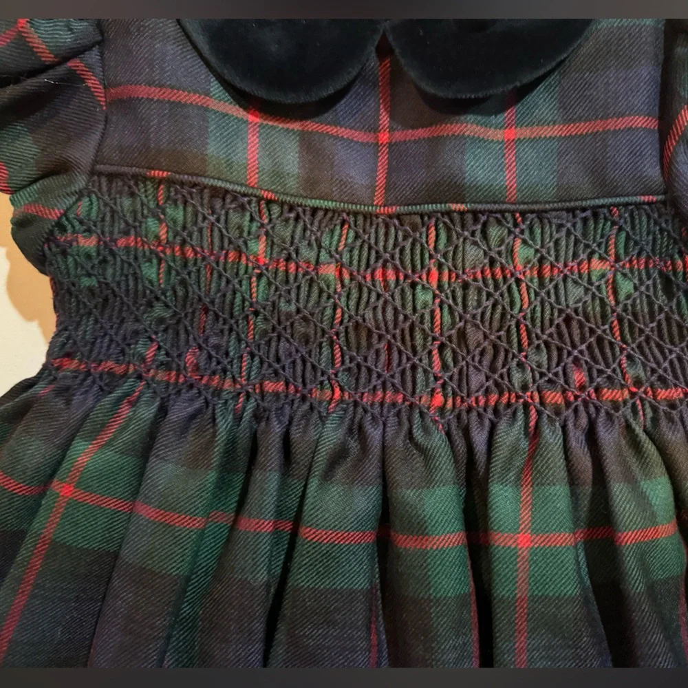 NWT Ralph Lauren Plaid Hand‎ Smocked Wool Dress & Bloomer Special Occasion